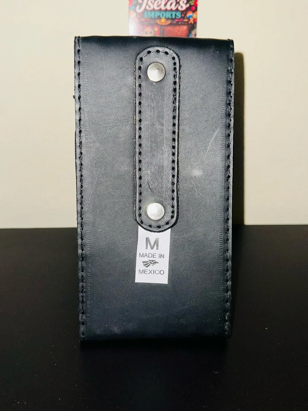 Embroidered Phone case in Tan & black